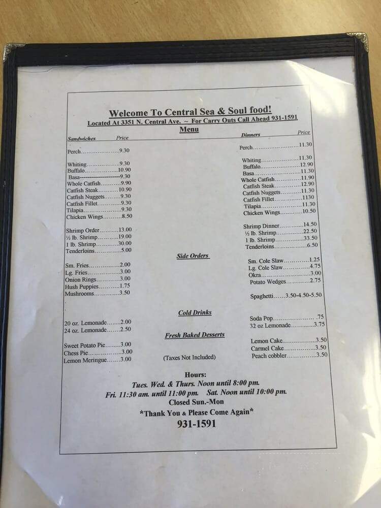 Central Seafood - Indianapolis, IN menu_pic