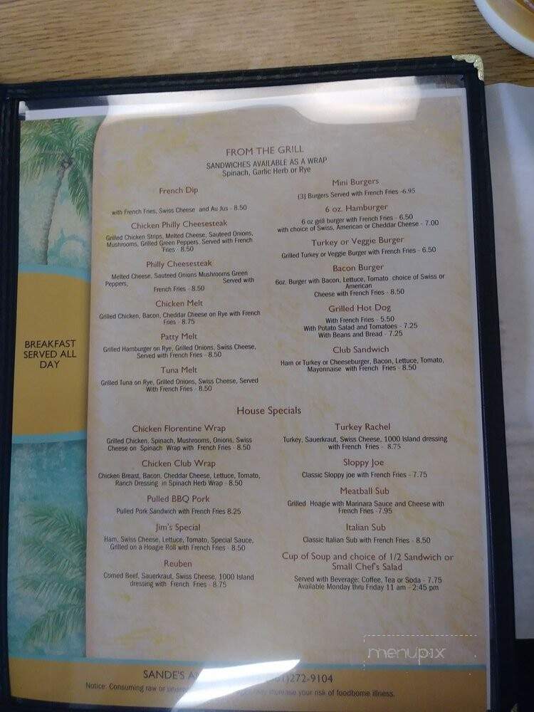 Sande's Restaurant - Delray Beach, FL menu_pic