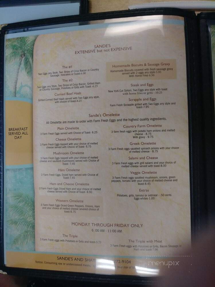 Sande's Restaurant - Delray Beach, FL menu_pic