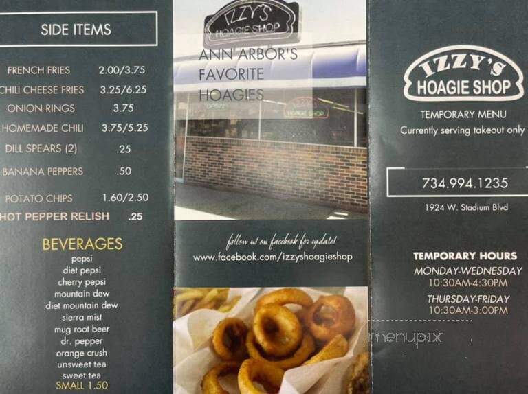 Izzy's Hoagie Shop - Ann Arbor, MI menu_pic