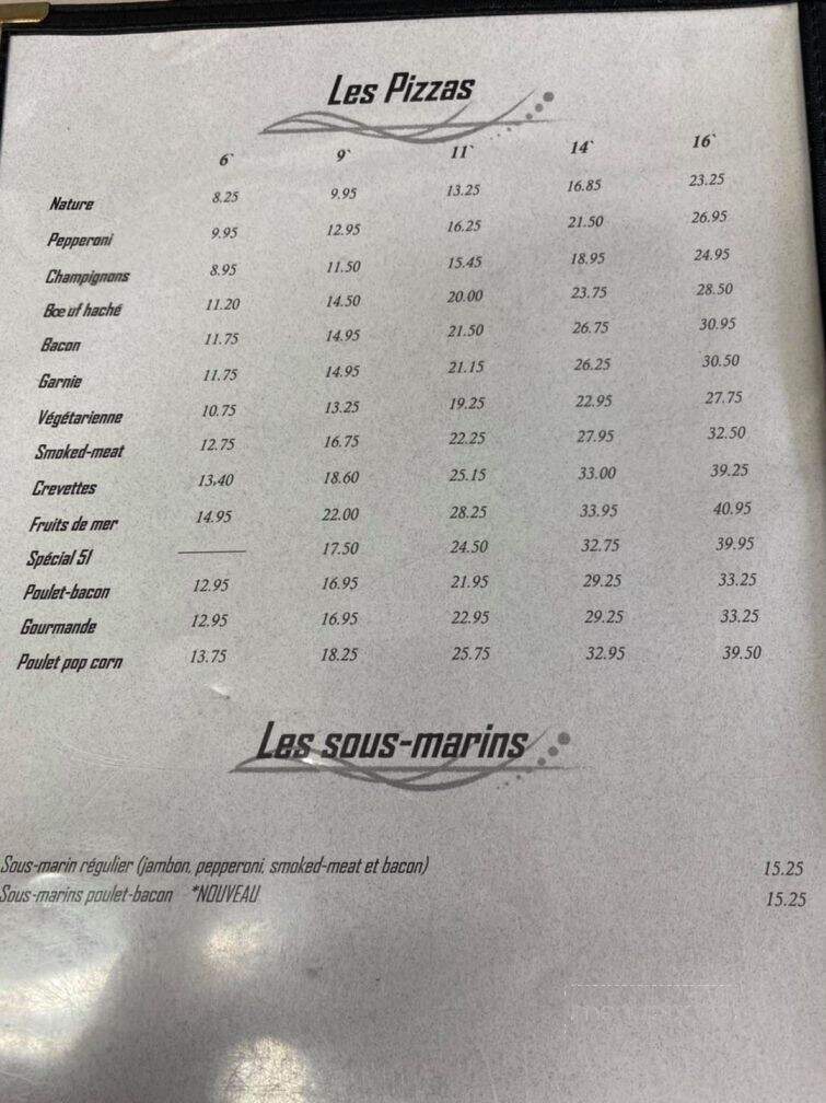 Restaurant Bar 51 - Cap-Saint-Ignace, QC menu_pic