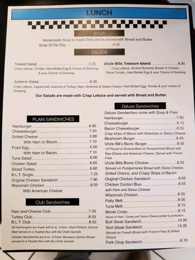 Uncle Bill's Diner - Roselle, IL menu_pic