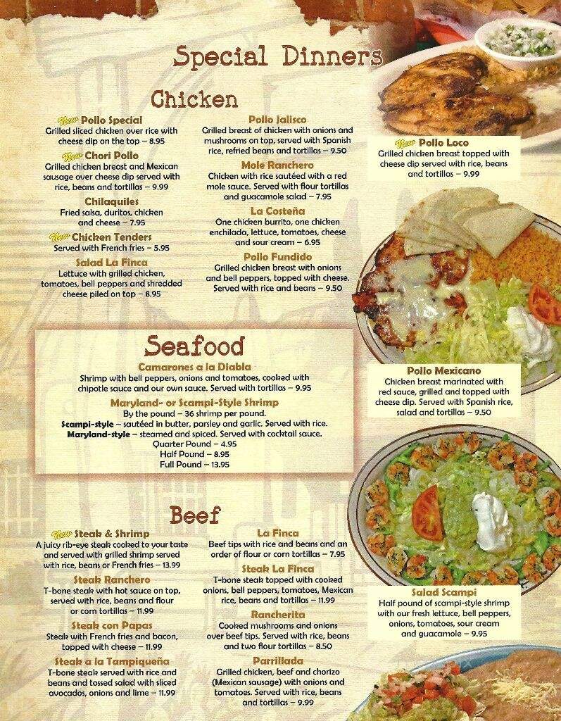 La Finca Mexican Restaurant - Ashland, KY menu_pic
