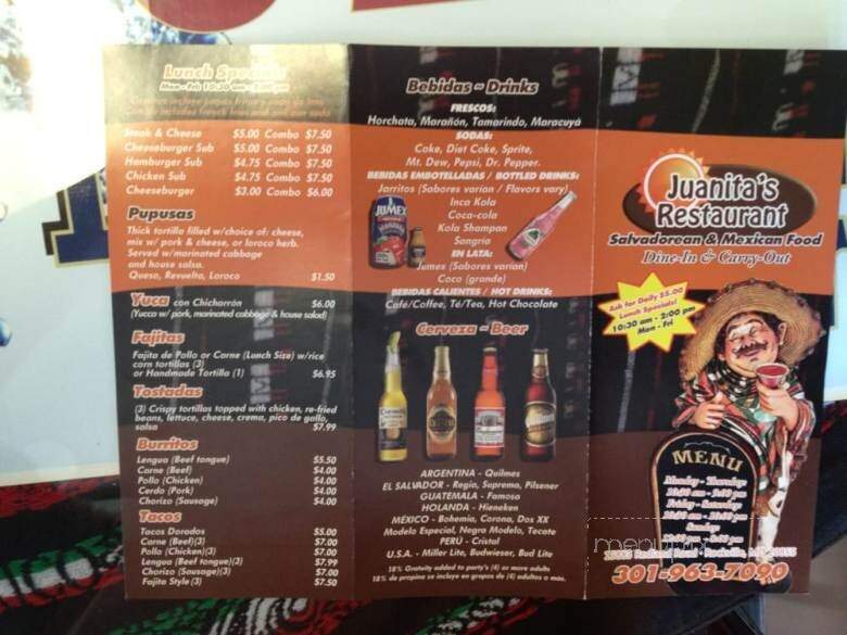 Juanita's Restaurant - Rockville, MD menu_pic