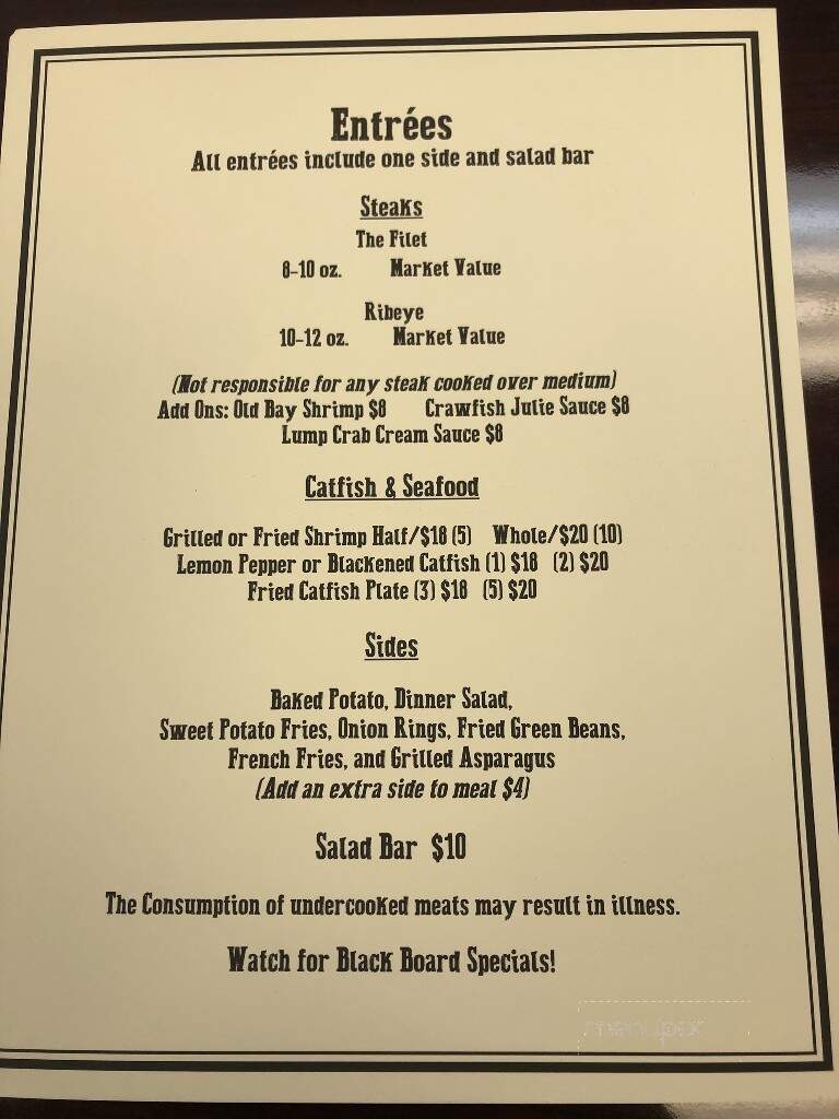 McErnie's Restaurant - McCarley, MS menu_pic