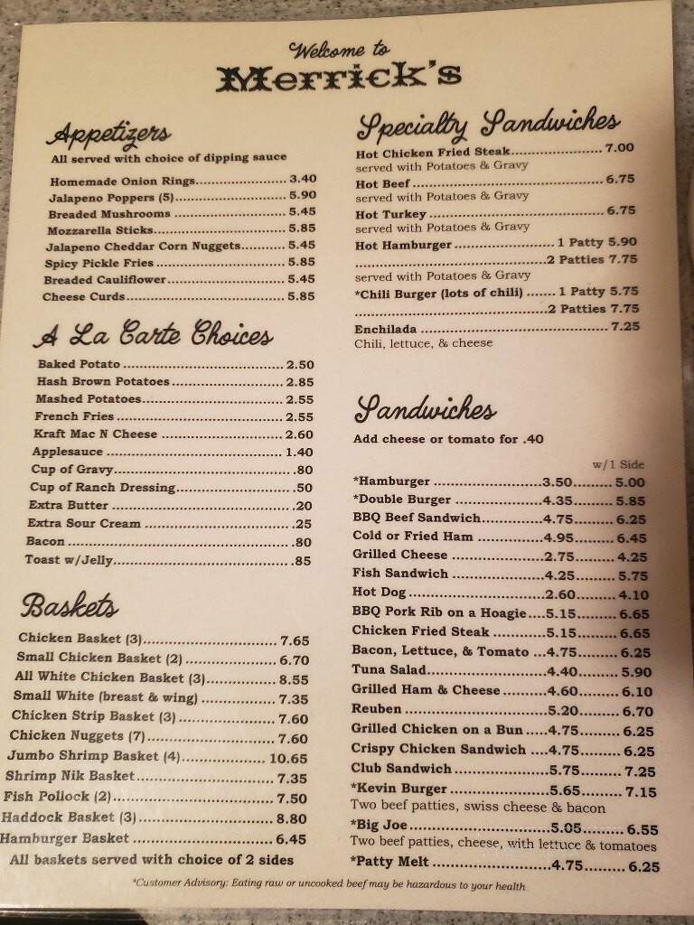 Merricks Ranch House - North Platte, NE menu_pic