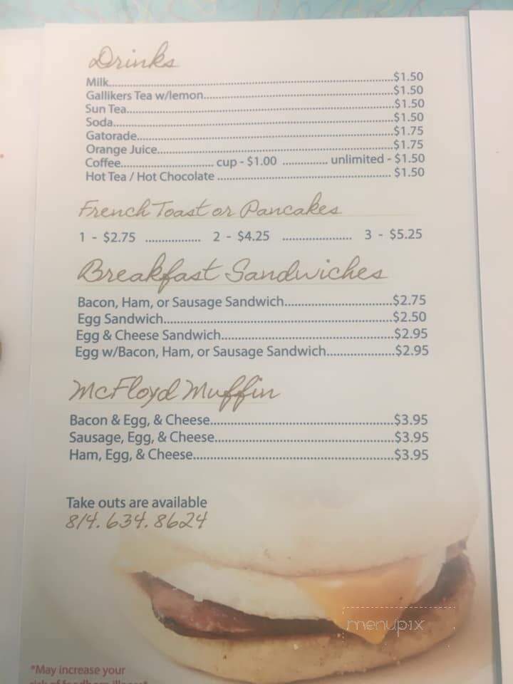 G I Dayroom Coffee Shop - Meyersdale, PA menu_pic