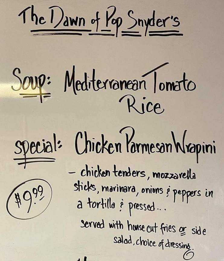 Pop Snyder's Lunch - Sunbury, PA menu_pic