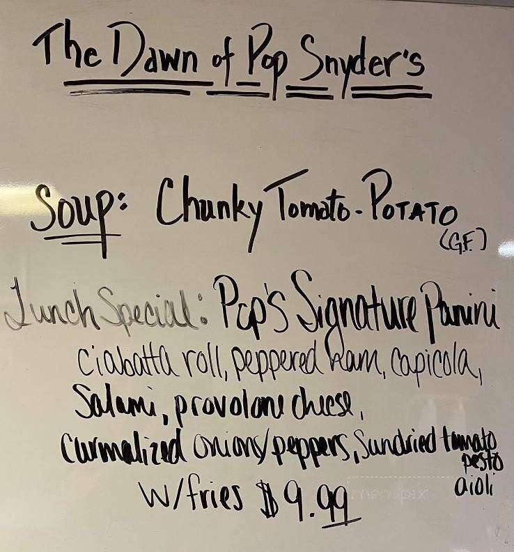Pop Snyder's Lunch - Sunbury, PA menu_pic