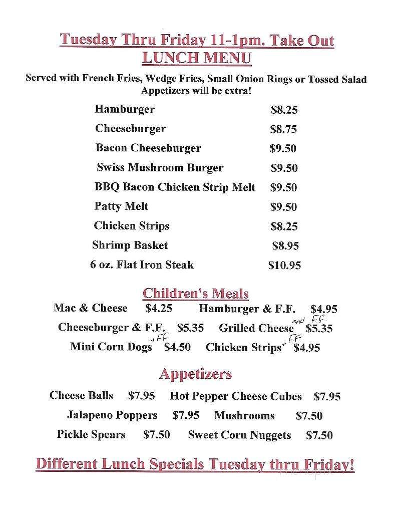 New Frontier Tap - Webster, SD menu_pic