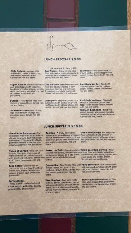 El Rancho - Montesano, WA menu_pic