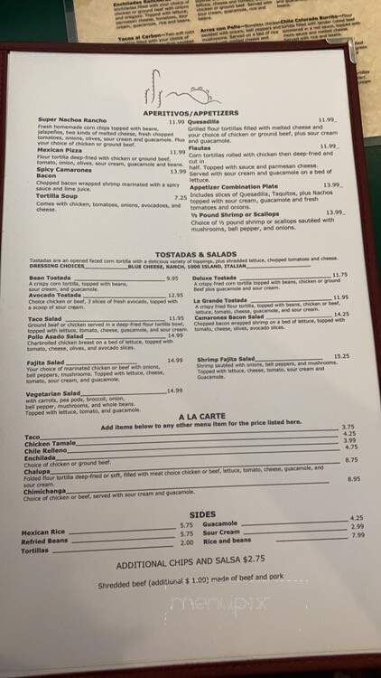 El Rancho - Montesano, WA menu_pic