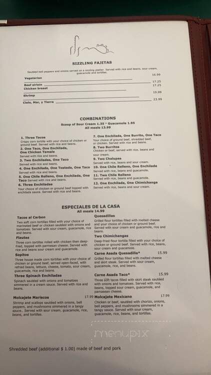 El Rancho - Montesano, WA menu_pic
