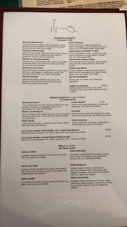 El Rancho - Montesano, WA menu_pic