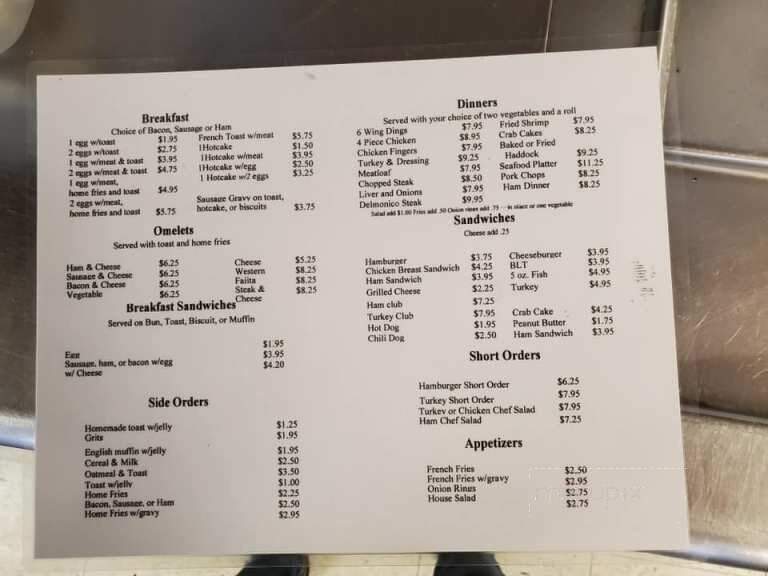 Linda's Old Furnace Restaurant - Ridgeley, WV menu_pic