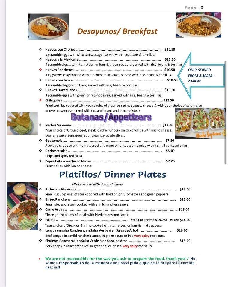 Villa's Restaurant - Milwaukee, WI menu_pic