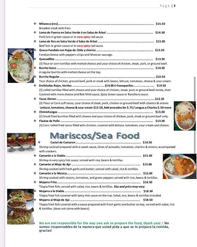 Villa's Restaurant - Milwaukee, WI menu_pic