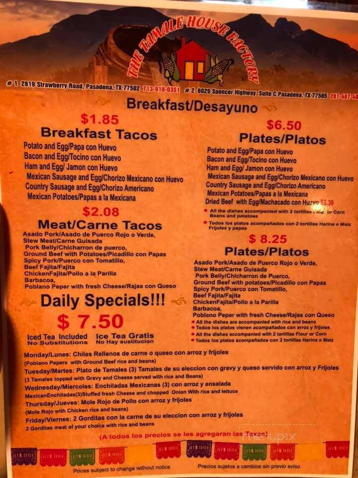 Tamale House Factory No2 - Pasadena, TX menu_pic