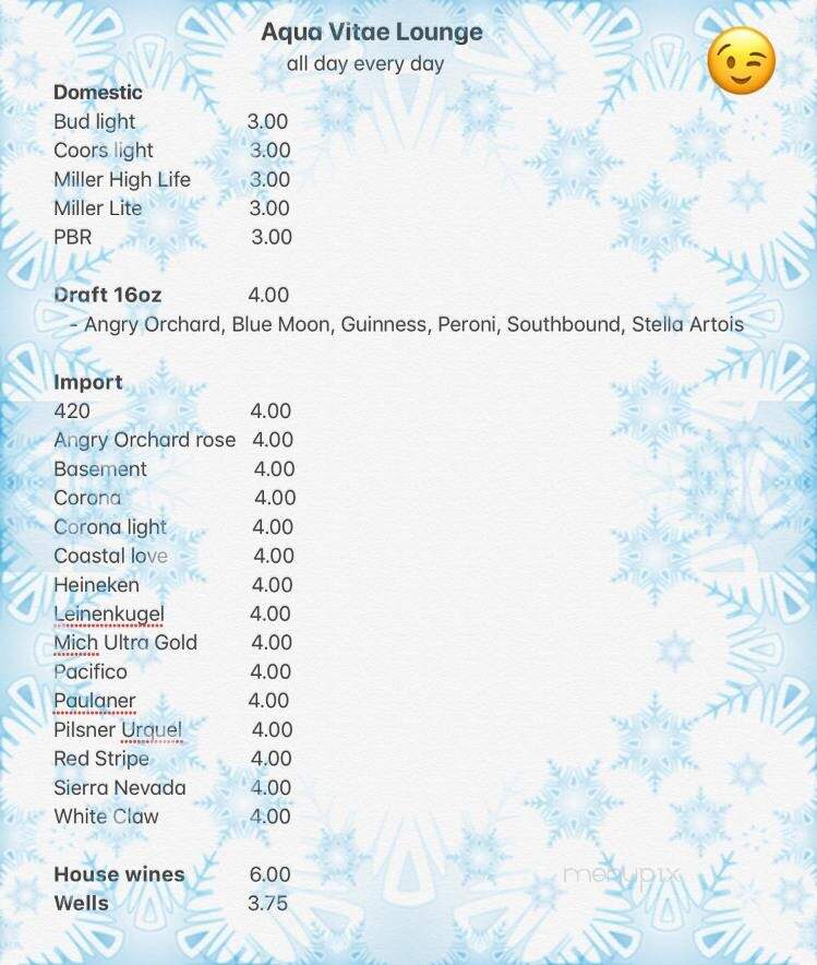 Aqua Vitae Lounge - Savannah, GA menu_pic