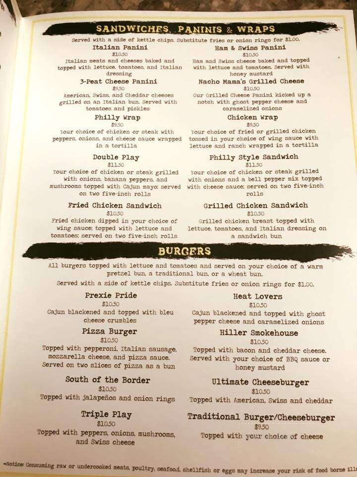 Luxury Box Sports Bar and Grill - Washington, PA menu_pic