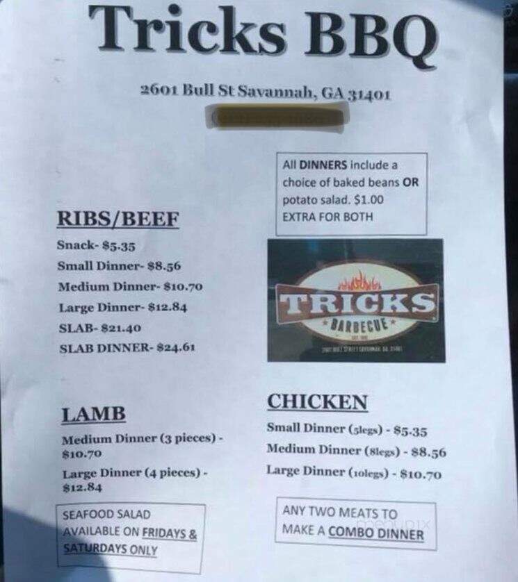 Tricks Barbecue - Savannah, GA menu_pic