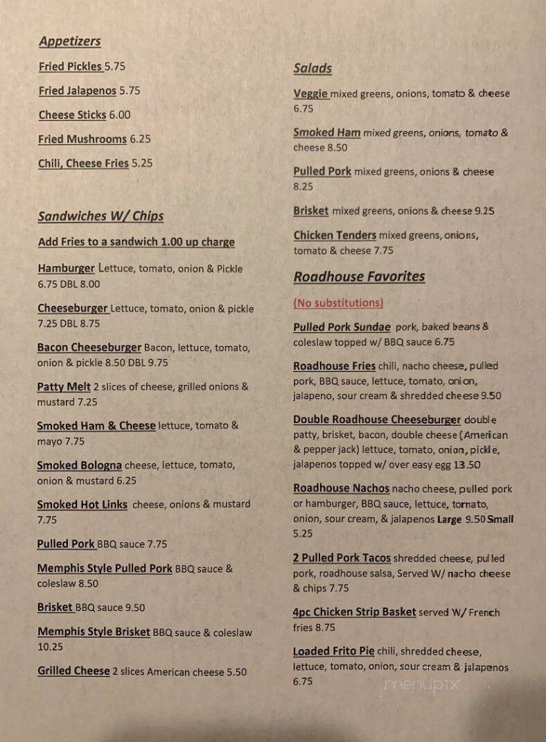 Ronda's Roadhouse - Fayetteville, AR menu_pic