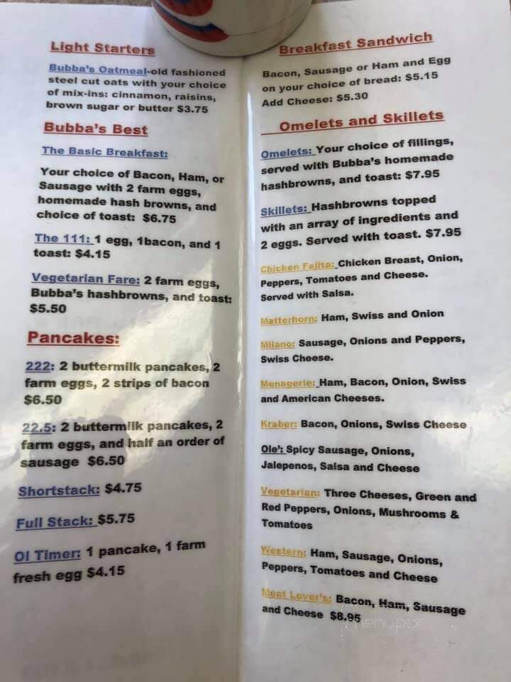 Bubbas Burger Bar - Moberly, MO menu_pic