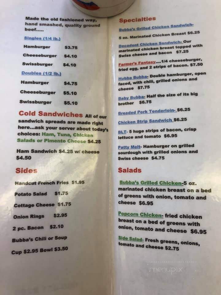 Bubbas Burger Bar - Moberly, MO menu_pic
