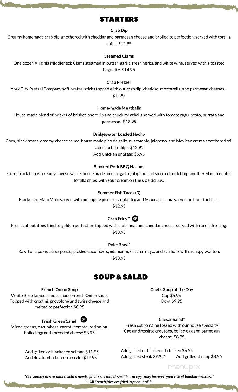 White Rose at Bridgewater - York, PA menu_pic
