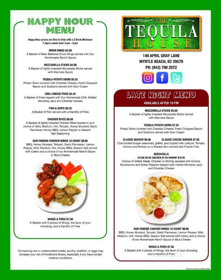 The Tequila House - Myrtle Beach, SC menu_pic