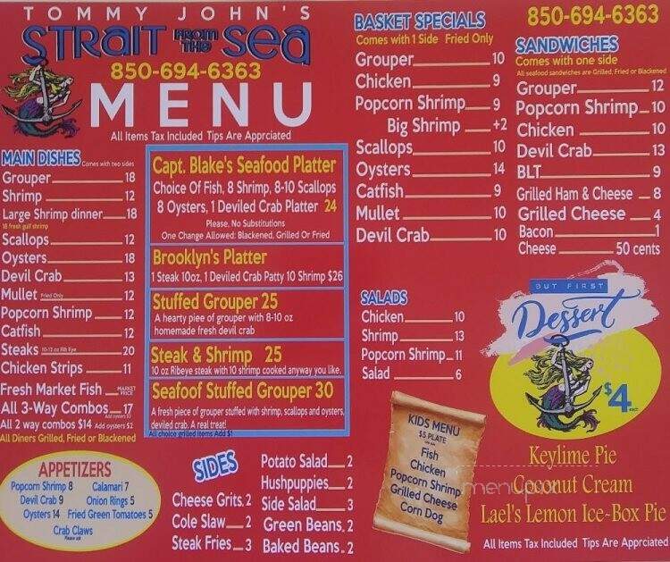 Strait from The Sea - Crawfordville, FL menu_pic