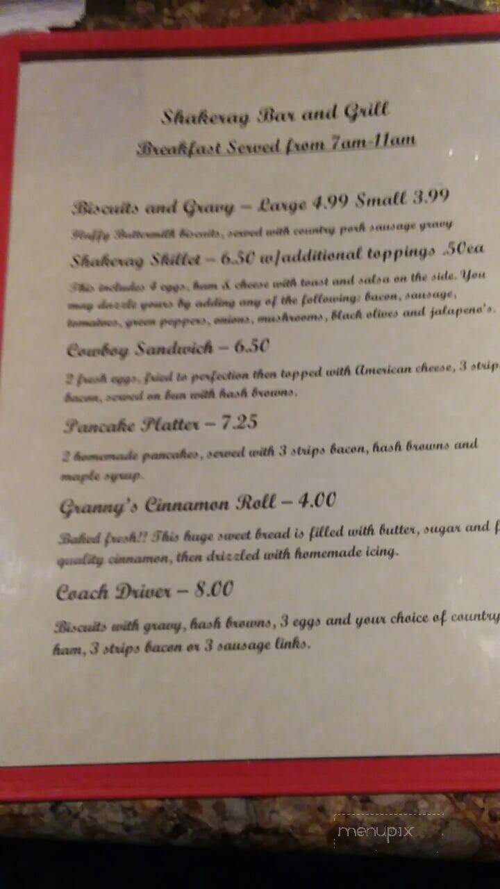 Shakerag Bar & Grill - Mulberry Grove, IL menu_pic