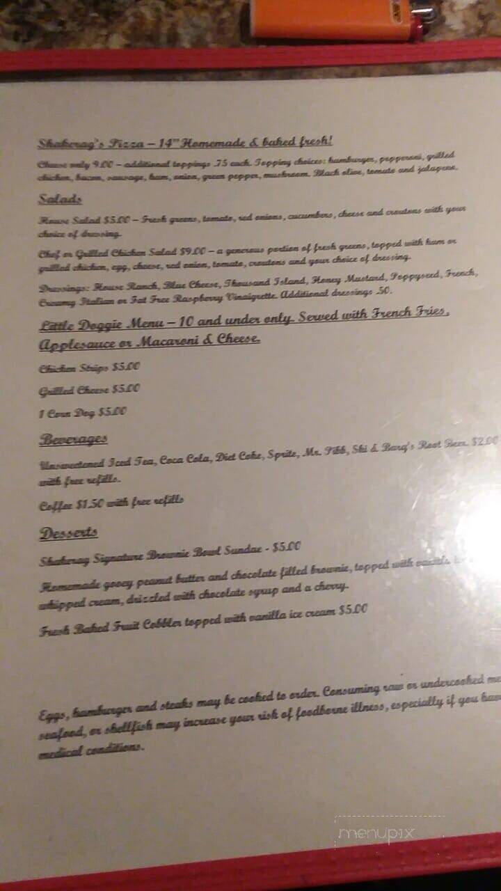 Shakerag Bar & Grill - Mulberry Grove, IL menu_pic