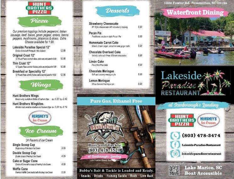 Lakeside Paradise Restaraunt - Summerton, SC menu_pic