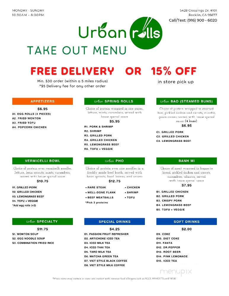 Urban Rolls - Rocklin, CA menu_pic