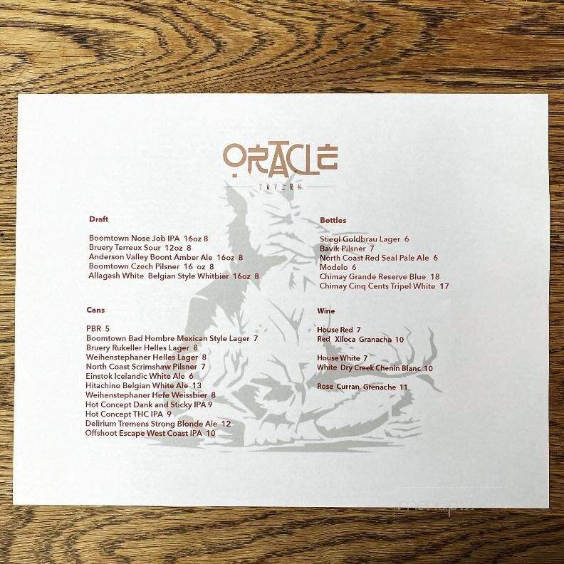 Oracle Tavern and Coffee - Los Angeles, CA menu_pic