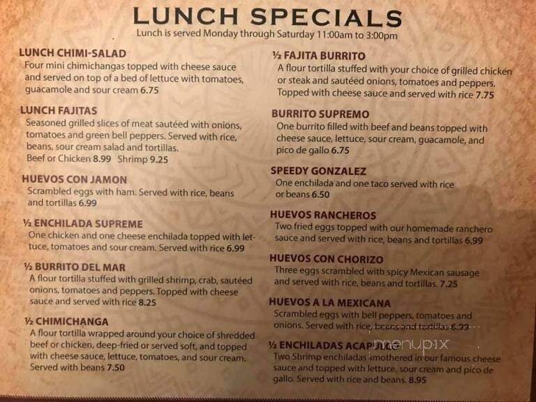 Mi Casa Mexican Cuisine - Aledo, IL menu_pic