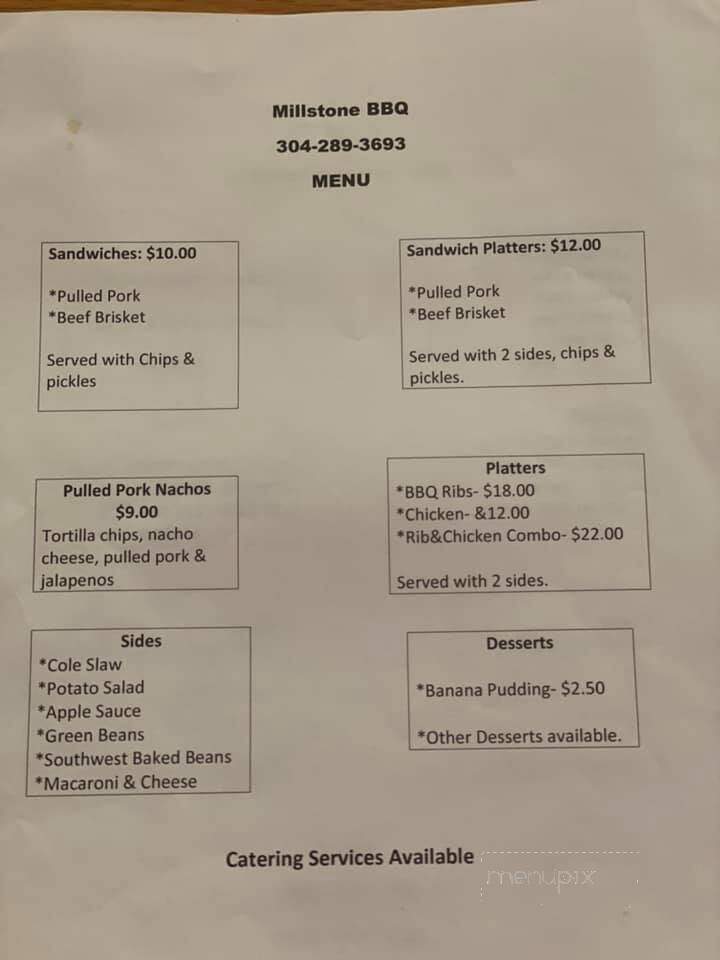Millstone Barbeque - Burlington, WV menu_pic