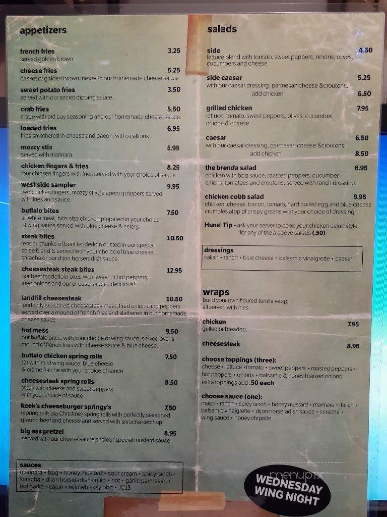 Huns' West Side Cafe - Luzerne, PA menu_pic