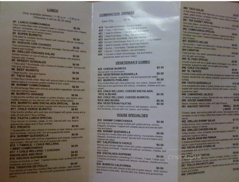 Little Mexico - Sunset, LA menu_pic