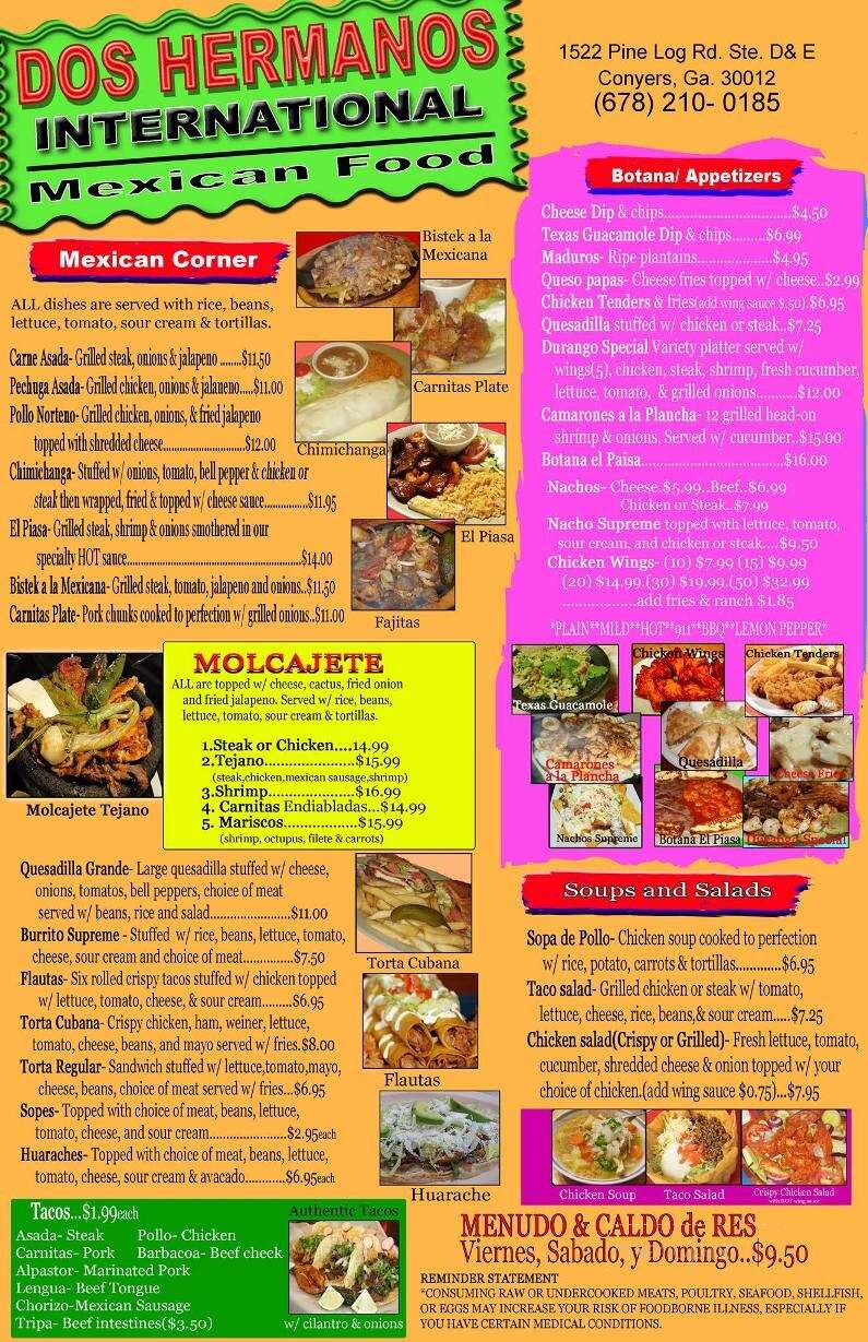 Taqueria Dos Hermanos - Conyers, GA menu_pic