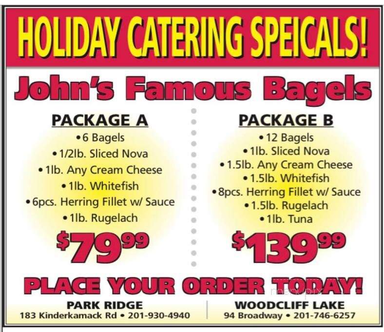 John's Famous Bagels - Park Ridge, NJ menu_pic