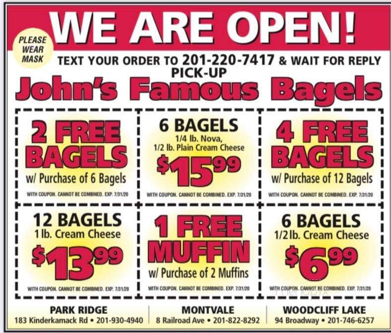 John's Famous Bagels - Park Ridge, NJ menu_pic