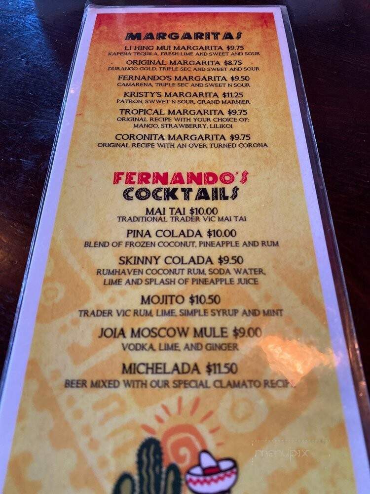 Fernando's Mexican Grill - Kahului, HI menu_pic