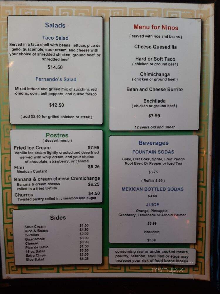 Fernando's Mexican Grill - Kahului, HI menu_pic