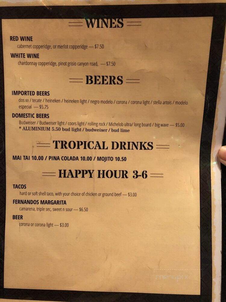 Fernando's Mexican Grill - Kahului, HI menu_pic