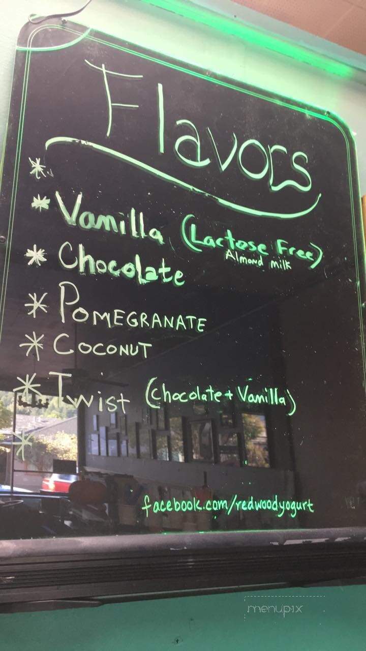 Redwood Yogurt - Arcata, CA menu_pic