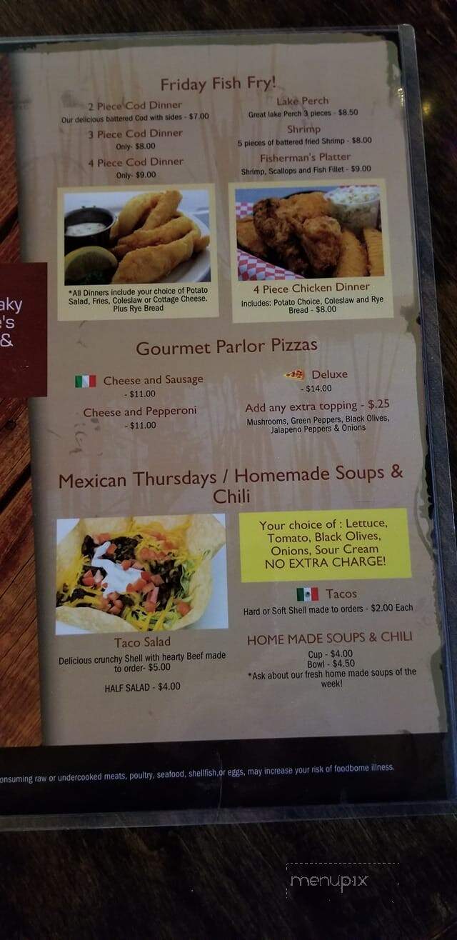 Sneaky Pete's Tavern - Hancock, WI menu_pic