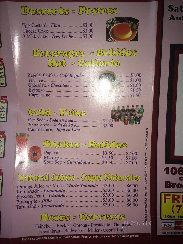 La Cabana Rodriguez - Brooklyn, NY menu_pic