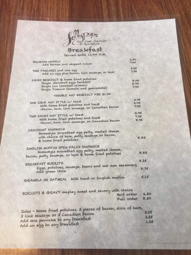 Lollypops - Saratoga, WY menu_pic